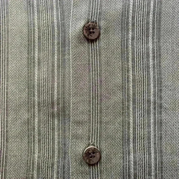 TOMMY BAHAMA Palm Tree Hawaiian Silk Button Up Green Khaki Shirt. Size L - Picture 7 of 15